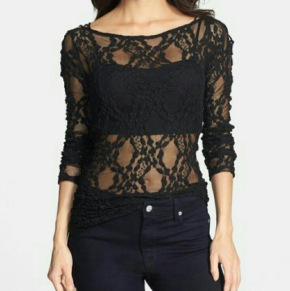Free People Star Lace Crisscross Sheer Layering B - Picture 2 of 4